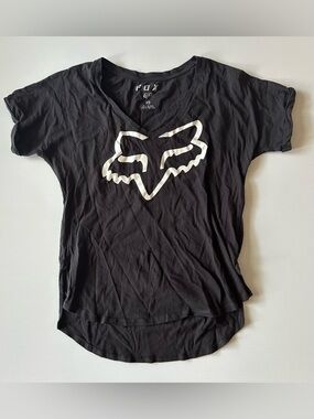 Fox Black Short Sleeve Tee with White Fox Head Logo